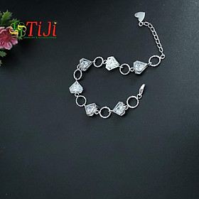 Lắc tay nữ inox kiểu hình kim cương  nối kẹp hột sáng đẹp không đen không gỉ sét