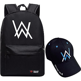 Combo Balo Alan Walker 1114D 16" + Nón Alan Walker - Đen 