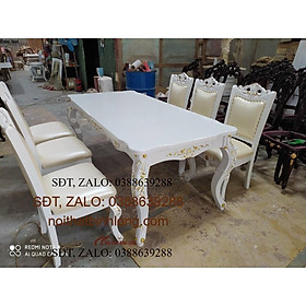 Mua Bàn ăn Tân Cổ Điển khung gỗ mặt bàn đá nhân tạo