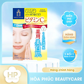 Mặt Nạ Dưỡng Trắng Collagen Kosé Softymo Clear Turn White Mask VC 5 Miếng
