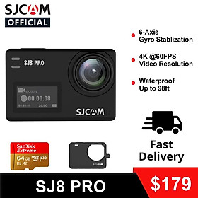 Máy ảnh hành động SJCAM SJ8PRO 4K 60fps WiFi Máy ảnh mũ bảo hiểm từ xa Gyro Ambarella Chipset 4K@60FPS Ultra HD Extreme Sport