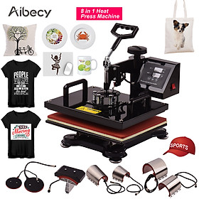 Aibecy 12x15 Inch 8 in 1 Multifunctional Combo Digital Heat Press Thermal Transfer Machine with Mug Plate Hat Cap Press