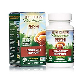 Host Defense, Reishi Capsules, Supports General Wellness and Vitality, Daily Mushroom Mycelium Supplement, USDA Organic, Gluten Free, 120 Vegetarian Capsules (60 Servings)