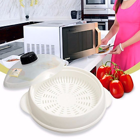 Mua Bộ Xửng Hấp Kèm Nắp Đậy Nhựa Cao Cấp Dùng Trong Lò Vi Sóng 22CM