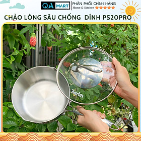 Chảo chống dính lòng sâu Karlin PS20 Pro - Size 24 cm- 5 lớp chống dính - Inox 316 cao cấp  - Hàng chính hãng