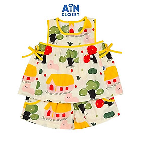 Bộ quần áo Ngắn bé gái họa tiết Nhà Vàng cotton - AICDBGVNYWWJ - AIN Closet