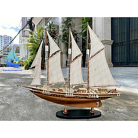Mô hình du thuyền buồm gỗ trang trí nhà cửa làm quà tặng Atlantic dài 70cm