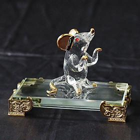 Bộ 12 Con giáp thủy tinh si vàng - Tượng chuột