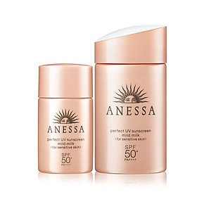 Bộ Đôi Sữa Chống Nắng Cho Da Nhạy Cảm & kiềm dầu Anessa (Mild Milk 60ml + Mild Milk 20ml)