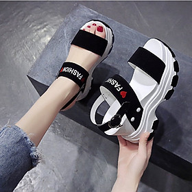 Sandal đế xuồng 10.5cm X445 da lộn, đế cao su công nghệ mới siêu nhẹ - 35 - Màu đen