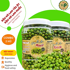 ĐẬU HÀ LAN TỎI ỚT VÀ ĐẬU HÀ LAN MUỐI TÂN LỘC PHÁT COMBO 2 HŨ - MỖI HŨ 500G