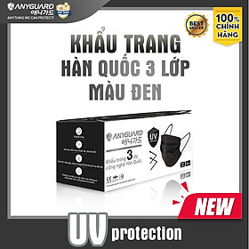 Khẩu Trang Anyguard Hàn Quốc 3 Lớp Màu Đen Chính Hãng - Lọc 99% Vi Khuẩn