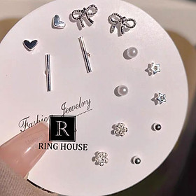 Set khuyên tai bông tai nữ nơ xinh đẹp Ring House