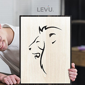 Mua Tranh treo tường gỗ khắc line vector biểu tượng hình Sư Tử LEVU DV17