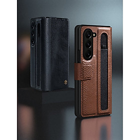 Case bao da chống sốc cho Samsung Galaxy Z Fold 5 trang bị ngăn đựng S-Pen hiệu Nillkin Aoge Leather Cover Case (bảo vệ máy cực tốt, chất liệu da thật cao cấp, thiết kế thời trang cá tính) - hàng nhập khẩu