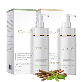 Bộ tắm trắng toàn thân an toàn Xwhite dạng vòi nhấn gồm 1 chai ủ trắng 150ml & 1 chai dưỡng trắng 150ml
