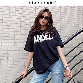 Áo thun unisex BLACKDOKI-ANGEL , áo phông basic form rộng tay lỡ cá tính M124