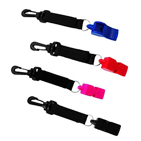 4pcs Emergency Whistle Scuba Dive Safety Whistle with Hook & Loop + Swivel Clip Outdoor Hiking Survival Gear