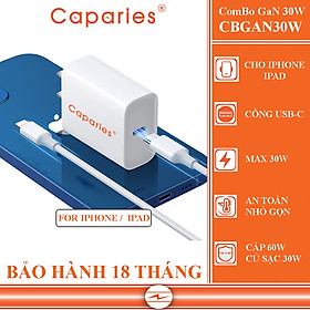 Mua Combo Củ Sạc và Cáp Sạc Gan 30W CAPARIES CBGAN30W cho Iphone 13 trở lên  Ipad và các dòng điện thoại dùng cổng USB-C (PD) - Hàng Chính Hãng