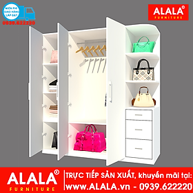 Tủ quần áo ALALA233 gỗ HMR chống nước - www.ALALA.vn - 0939.622220