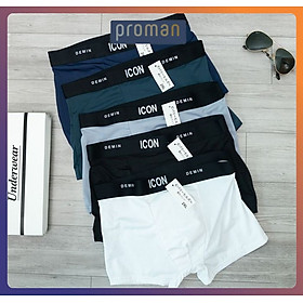 Quần lót nam thun lạnh Boxer ICON Denim, Quần sịp nam thun lạnh cạp to siêu cấp SI01 (che tên) - PROMAN