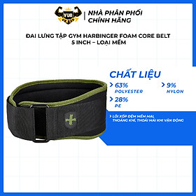 Đai Lưng Tập Gym Nam Harbinger 12.7 cm Foam Core Belt - Màu xanh lá