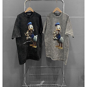 Áo thun Wash loang con vịt Donald, áo thun nam nữ chất cotton