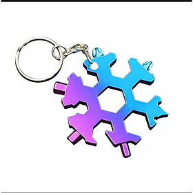 Móc Khoá Cờ Lê Thép Đa Năng 18 In 1, Hình Bông Tuyết Bát Giác Đa Chức Năng Nhỏ Gọn Bỏ Túi, Lục Giác Cầm Tay