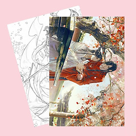 Tranh tô màu THIÊN QUAN TỨ PHÚC Mặc Hương Đồng Khứu tập bản thảo phác họa xinh xắn anime chibi