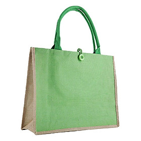 Women Casual Shoulder Bag Linen Color Block Tote Bag for Shopping