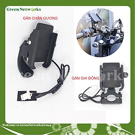 Mua Giá đỡ điện thoại gắn chân gương ghi đông xe máy có sạc Green Networks Group