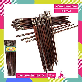 Mua Bộ 10 đôi đũa gỗ trắc cẩn cao cấp  đũa gỗ trắc ăn cơm tự nhiên dùng cực bền sạch sẽ an toàn - Bộ 10 đôi