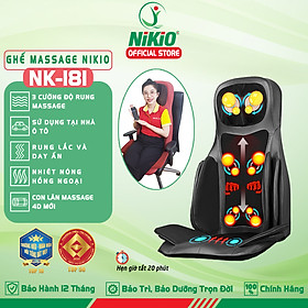 Hình ảnh Ghế (Đệm) Massage Toàn Thân Nikio NK-181 - Máy Mát Xa Lưng, Cổ Vai Gáy, Con Lăn 3D Xoa Bóp Chuyên Sâu, Kết Hợp Hồng Ngoại, Rung Và Nhiệt Giúp Cơ Thể Thư giãn, Giảm Căng Thẳng - Màu đen