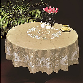 KHĂN TRẢI BÀN PAULEE FY116 TRÒN - ĐƯỜNG KÍNH 178 CM- HOA VĂN - MÀU NÂU -  KHÔNG THẤM NƯỚC. - tròn 178 cm