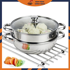 Mua Nồi hấp inox 2 tầng tiện lợi tặng kèm khăn lau bếp