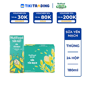 Thùng 24 Hộp Sữa Yến Mạch Nutifood Sữa Hạt 180ml