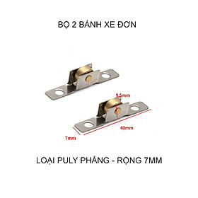 Mua Combo 2 bánh xe đơn mini cho cửa trượt  cửa nhựa  nhôm  loại rộng 7mm