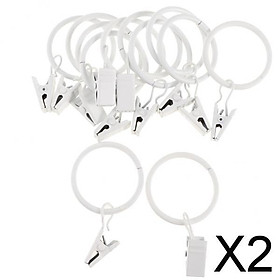 2x12 Pieces Metal Curtains Drapery Rings with Clips White Porcelain 32mm