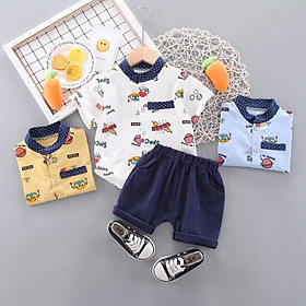 MH12 Bộ áo sơmi, quần short siêu chất siêu ngầu cho bé