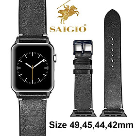 Dây Đeo Apple Watch 49mm 45mm 44mm 42mm, Chất Liệu Da Bò Cao Cấp, Phong Cách Vintage Hoài Cổ, Tương Thích Các Phiên Bản Series Ultra2/Ultra/SE2/SE/9/8/7/6/5/4/3/2/1