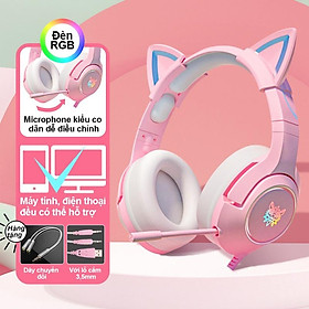Mua ONIKUMA K9 Tai nghe chơi game tai mèo hồng hiệu ứng âm thanh 7.1 với điện thoại máy tính xách tay giảm tiếng ồn  Hàng chính hãng