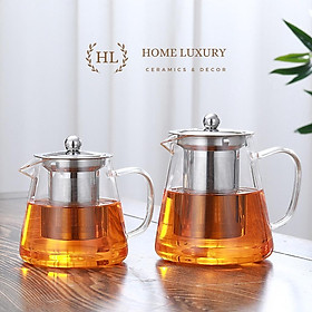 Mua Ấm pha trà thủy tinh có lõi lọc Inox hình tháp | ÁN THUỶ TINH CÓ LÕI LỌC ĐUN ĐƯỢC BẾP GAS
