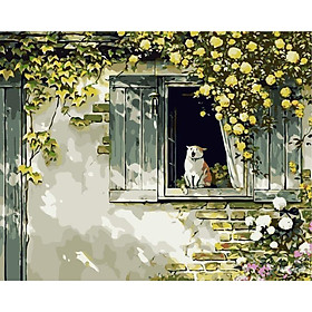 Mua Tranh tô màu theo số Tranh sơn dầu số hoá hình mèo size 30*40cm kèm khung