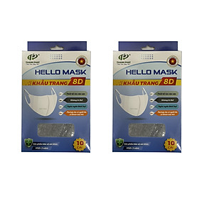 Combo 2 Hộp Khẩu trang 8D Hello Mask Trẻ Em 6 - 15 tuổi (10 cái/hộp)