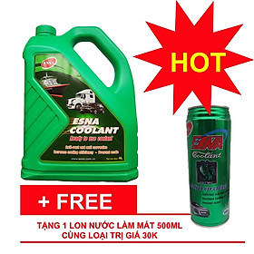 Nước làm mát động cơ xe ô tô màu xanh Esna Coolant 4L tặng lon 500ml