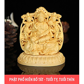 Mua Tượng Phật Phổ Hiền Bồ Tát bằng gỗ Hoàng Dương - V183 (Tượng để xe ô tô)