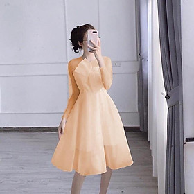 Đầm xoè xốp tay lưới dài kết ngọc -MS45Y- Size M/L đến 57kgMM MM