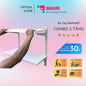 Mua Kệ Ray Tường SMLIFE Railshelf 2 Tầng H60cm - Kệ Sách Treo Tường Tùy Biến Kích Thước & Vị Trí Hiện Đại Cho Căn Hộ Nhỏ