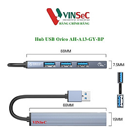 Mua Hub USB ra 4 cổng USB 3.0 và 2.0 bằng nhôm Orico AH-A13-GY-BP - Hàng Chính Hãng