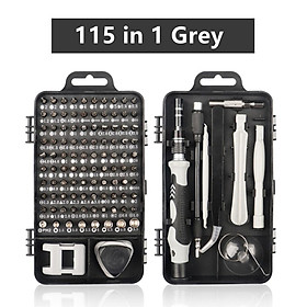 Bộ tuốc nơ vít chính xác mini, bộ dụng cụ sửa chữa điện tử 135/115 trong 1 cho iPhone, máy tính, máy tính xách tay, máy tính bảng, màu Android: 115 trong 1 màu xám